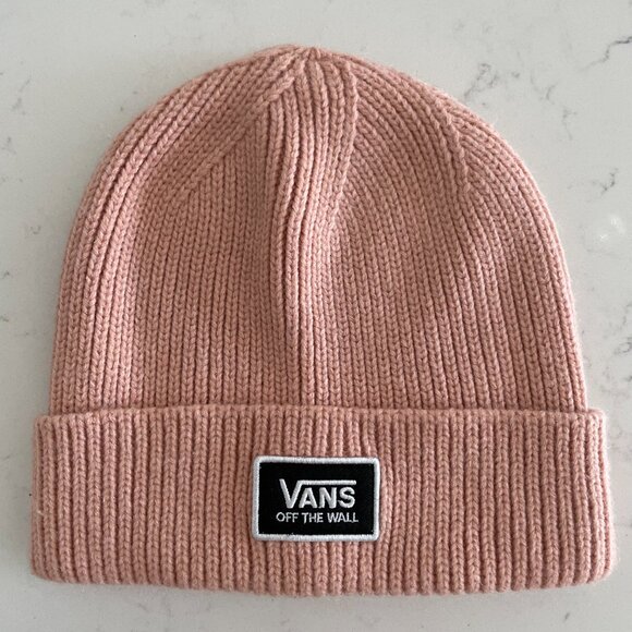 Vans Off The Wall 100% Acrylic Ribbed Roll Up Knit Toque Beanie Peach OS NWOT - Picture 8 of 8